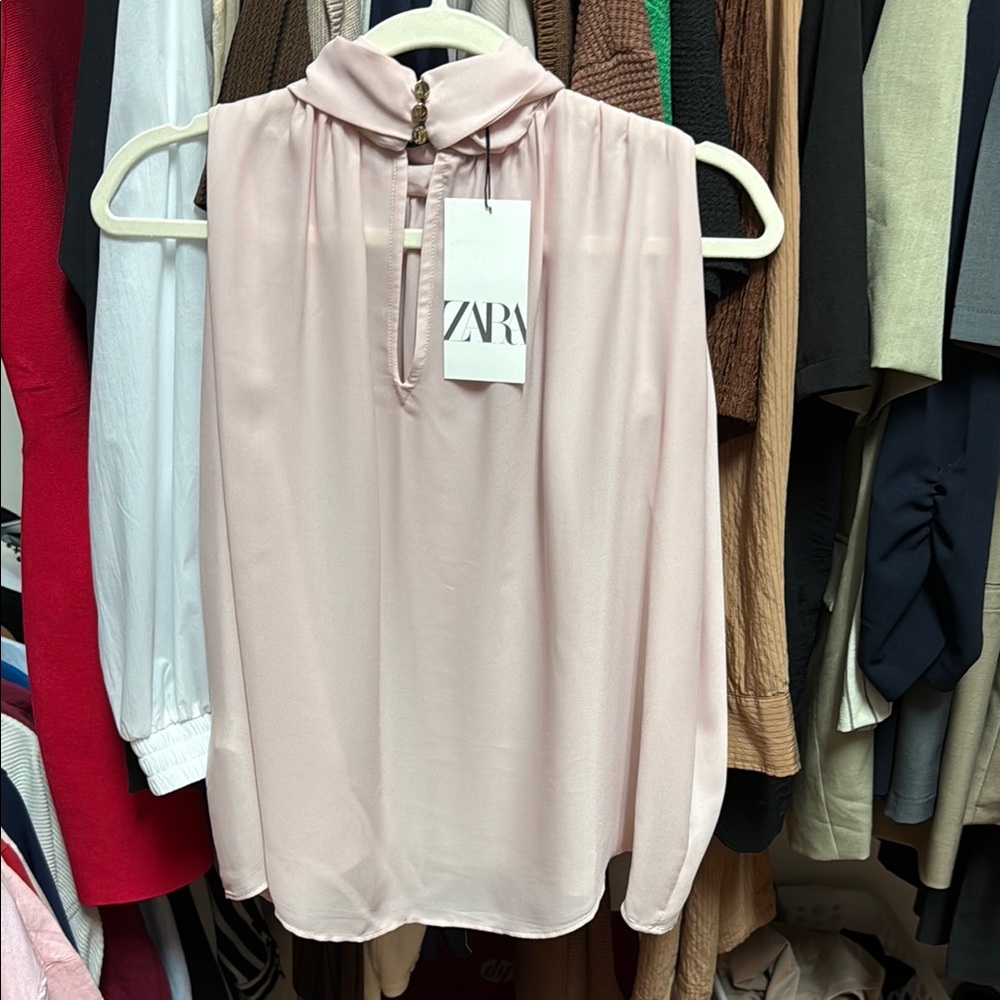 Zara Pink Ruched Blouse - Picture 5 of 6